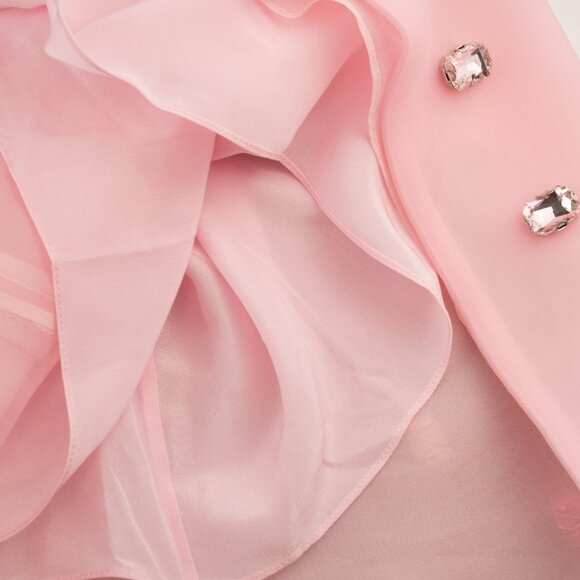 Brandon Maxwell The Leanne Crystal-Embellished Pencil Skirt, Light Pink, Size 0 - Picture 14 of 15